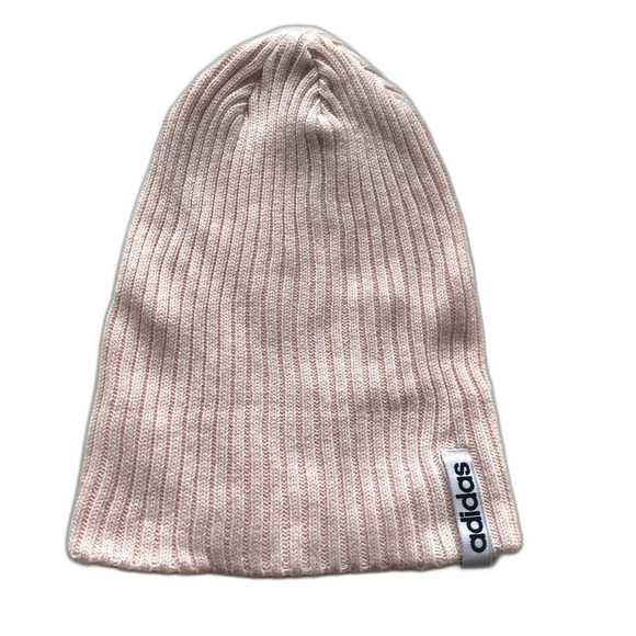 Adidas Blush Pink Ribbed Beanie Hat One Size - Picture 5 of 8